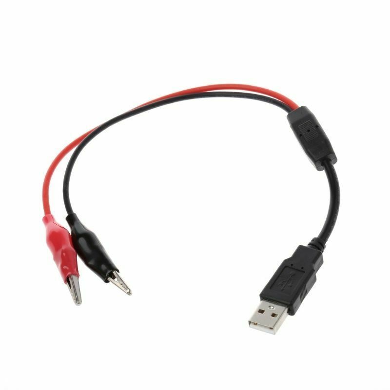USB-A naar krokodillenklemmen 35mm rood/zwart 30cm kabel